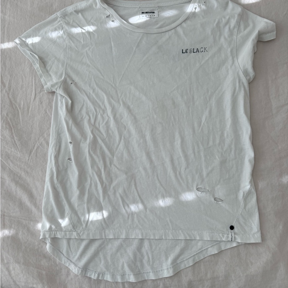 One Teaspoon White Distressed Tee